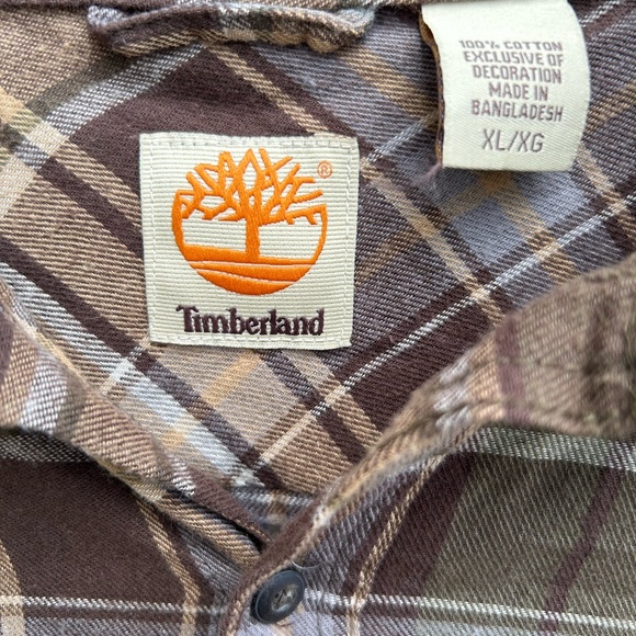Timberland Mens Plaid Flannel Long Sleeve Button Down Short. Size XL - Picture 5 of 5